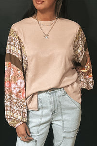 *Website Exclusive* Penny Floral Patchwork Puff Sleeve Waffle Knit Top