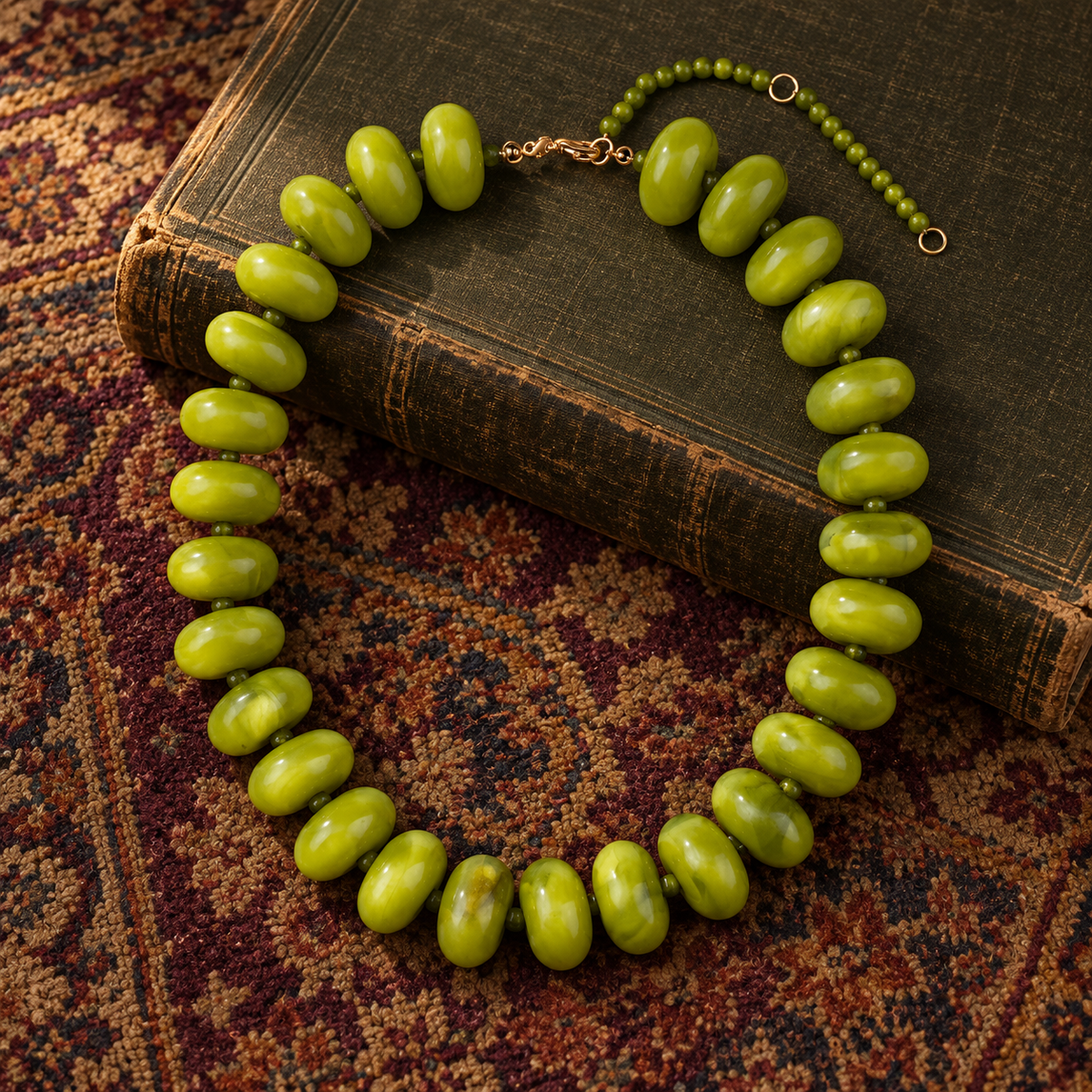 Olive Green Chunky Bead Necklace