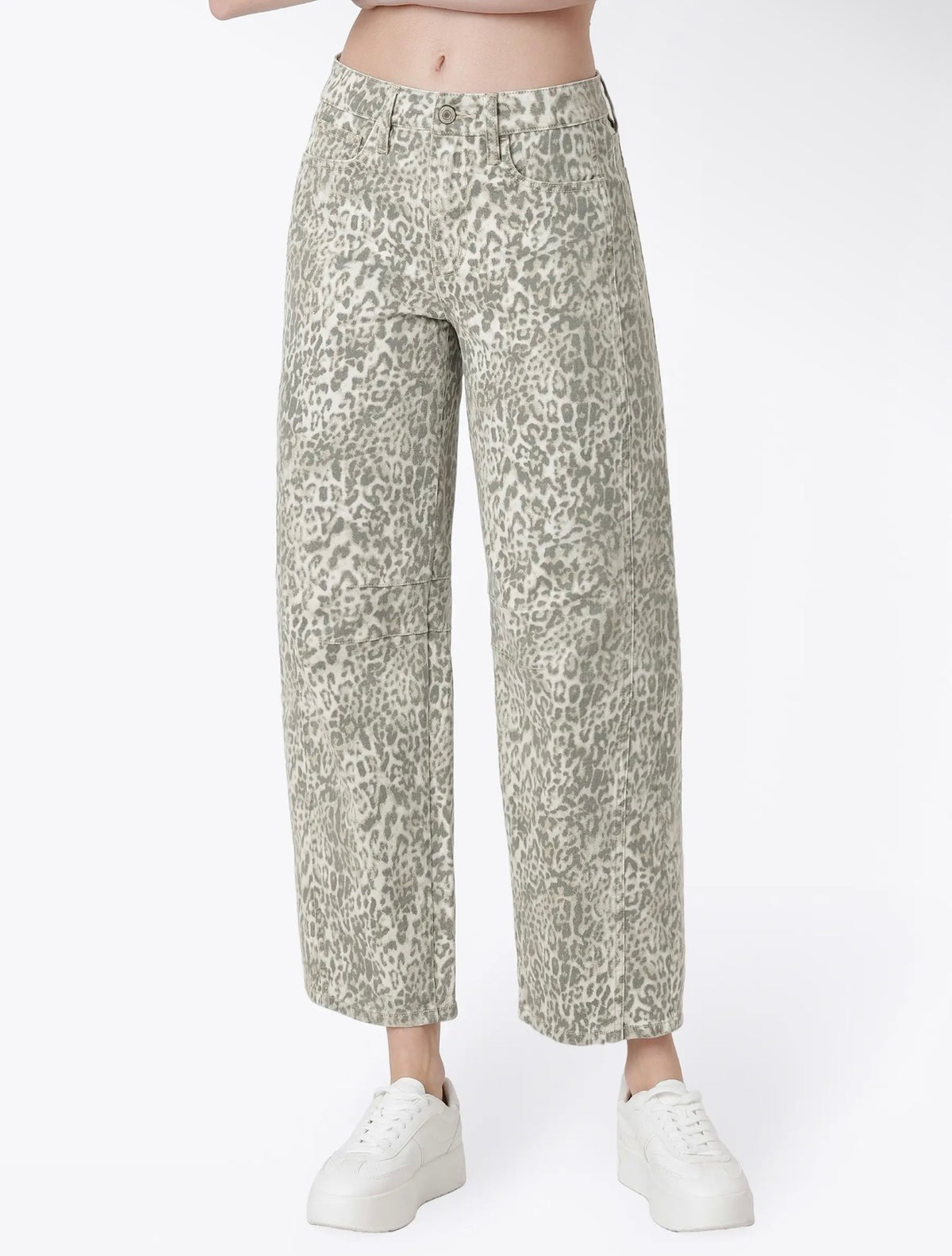High Rise Leopard Print Jeans