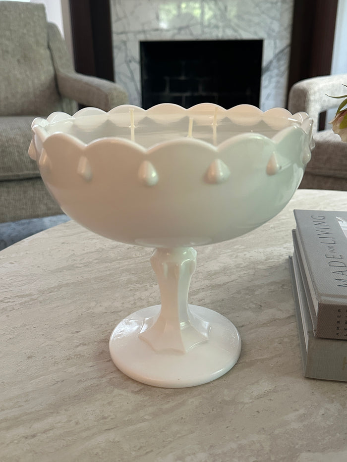 Old Soul Candle Co: Large Milk Glass Container: Sugar & Chardonnay