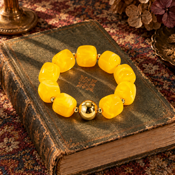 Yellow & Gold Chunky Bead Bracelet
