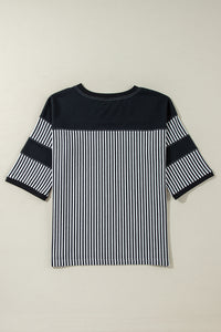 *WEBSITE EXCLUSIVE* Lily Dark Khaki Striped Patchwork Oversized Tee