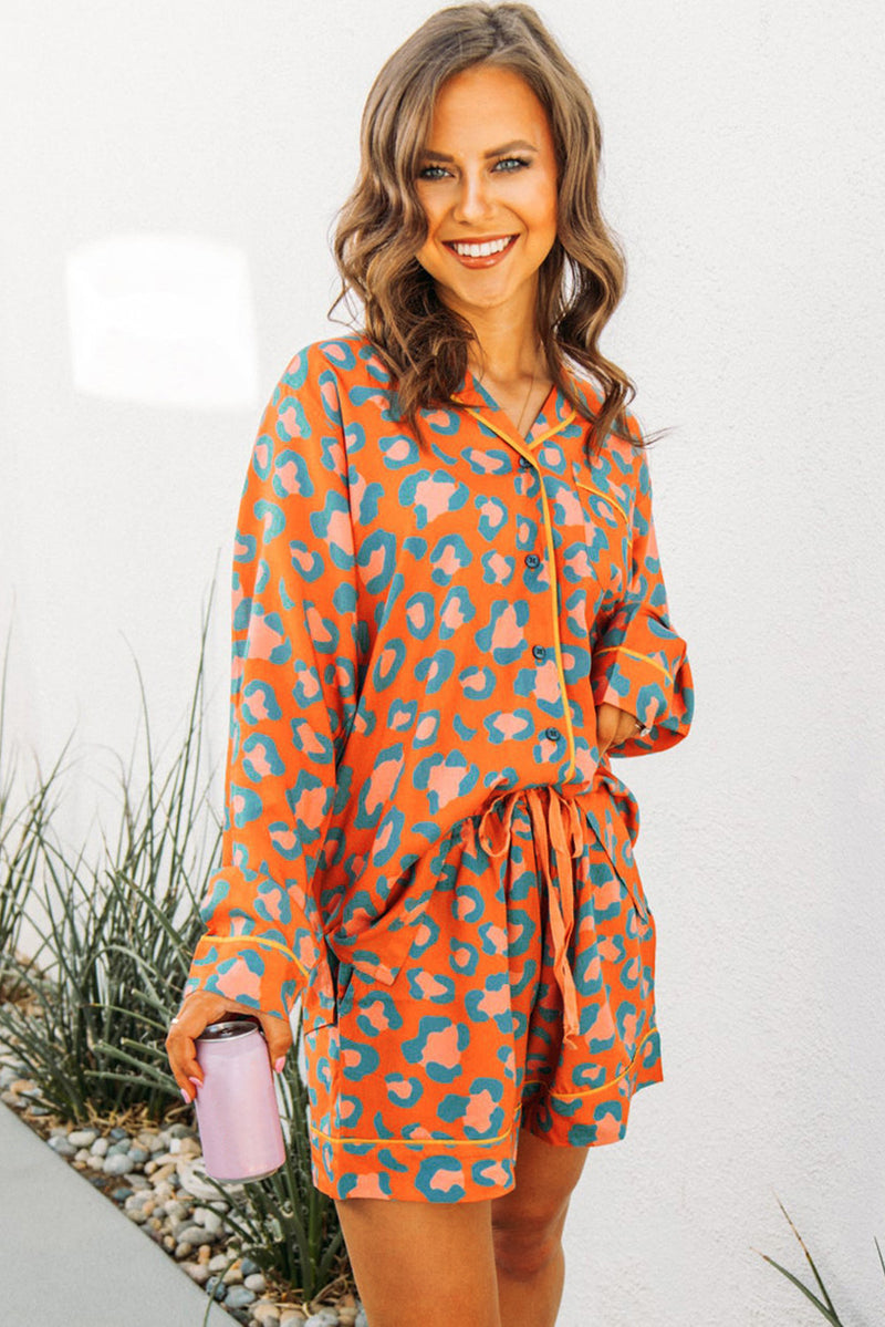 *WEBSITE EXCLUSIVE* Orange Leopard Print Pajama Set