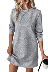 *WEBSITE EXCLUSIVE* Lainey Gray Solid Color Textured Long Sleeve Shift Short Dress