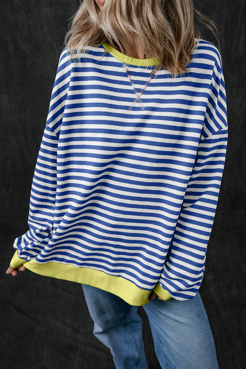 *WEBSITE EXCLUSIVE* Stripe Contrast Edge Oversized Pullover