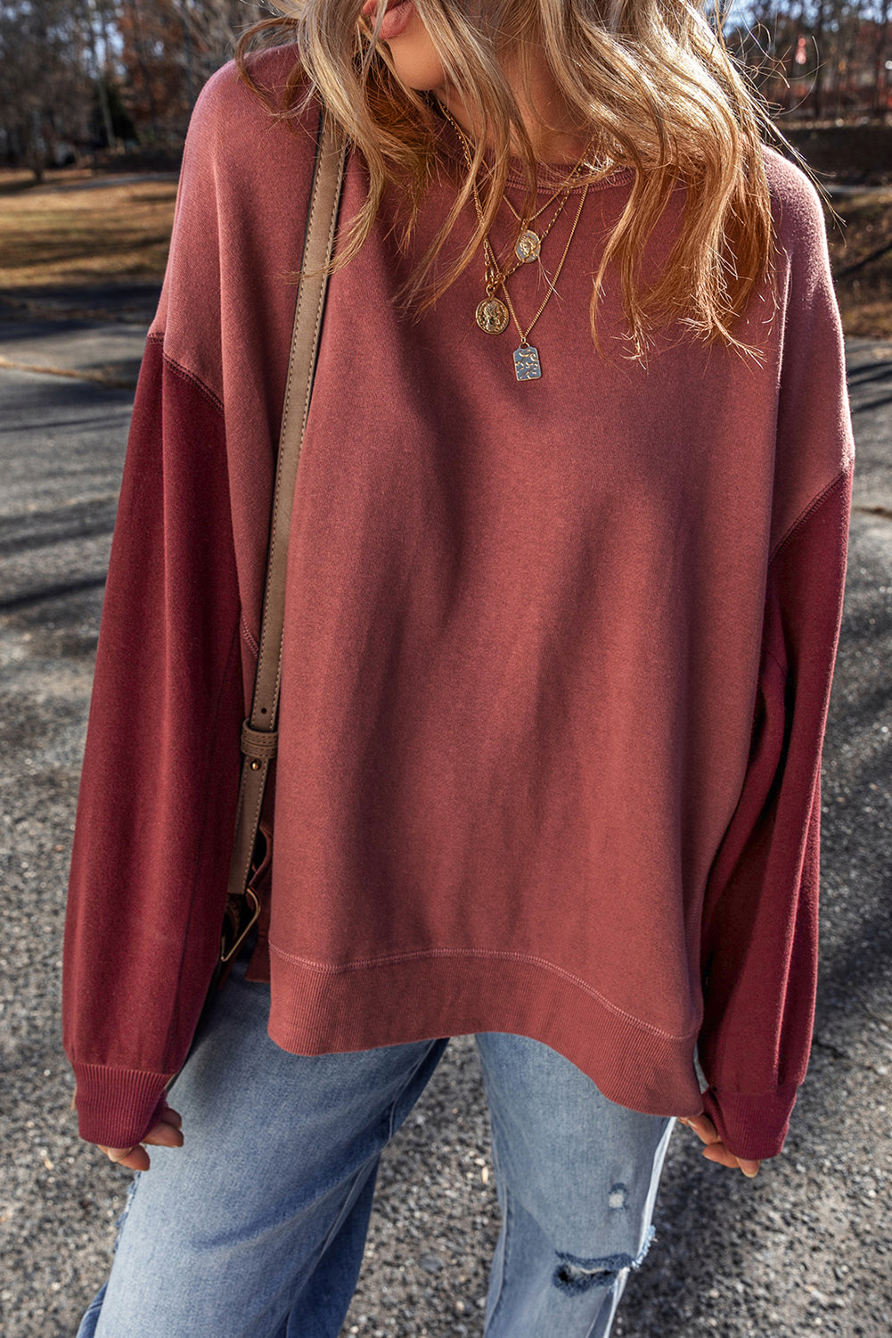 *WEBSITE EXCLUSIVE* Viola Two Tone Drop Shoulder Pullover Sweatshirt