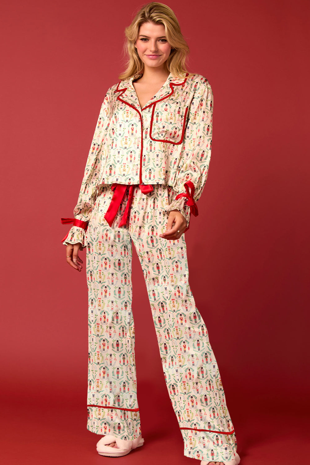 Estimated Ship Date 11/27 *Website Exclusive* Khaki Nutcracker Long Sleeve Christmas Pajama Sets