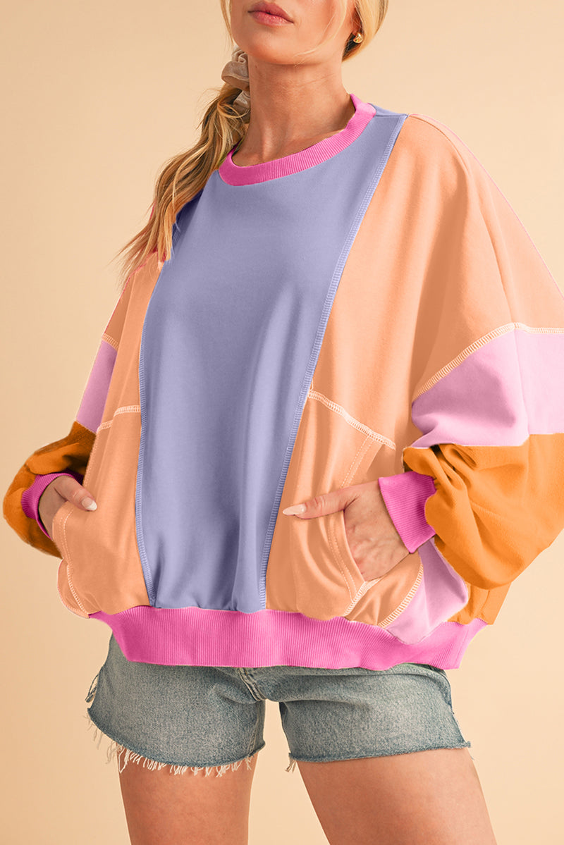 *Website Exclusive * Colorblock Patchwork Drop Shoulder Top