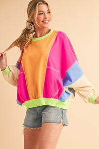 *Website Exclusive * Colorblock Patchwork Drop Shoulder Top