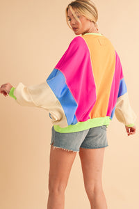 *Website Exclusive * Colorblock Patchwork Drop Shoulder Top