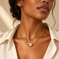 Clear Pendant Gold Necklace