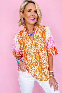 *WEBSITE EXCLUSIVE* Orange Animal Print Blouse