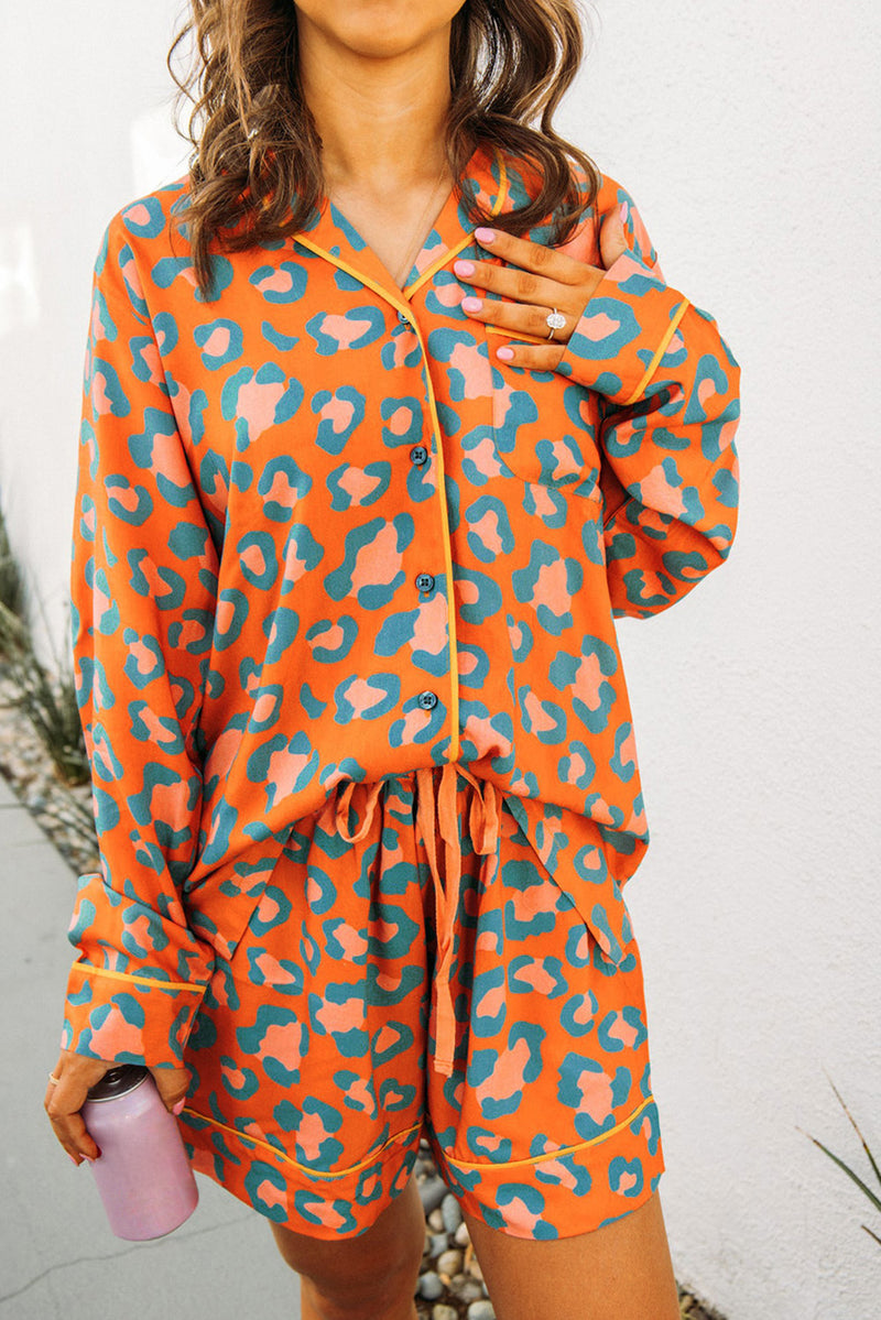 *WEBSITE EXCLUSIVE* Orange Leopard Print Pajama Set