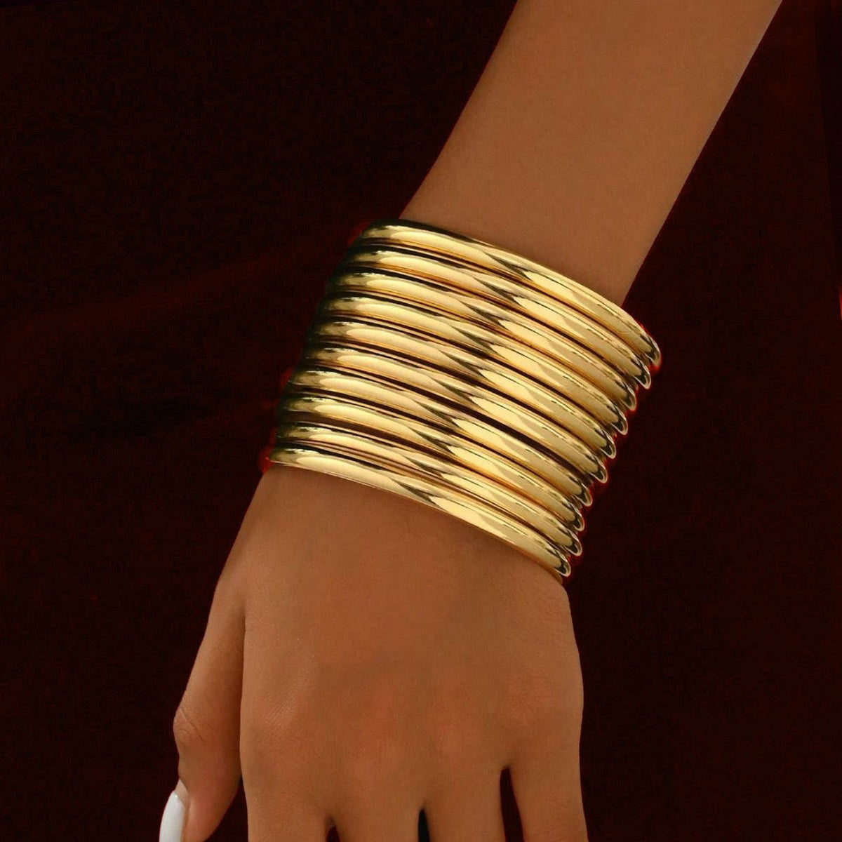 Set of Ten Gold Bangle Bracelets