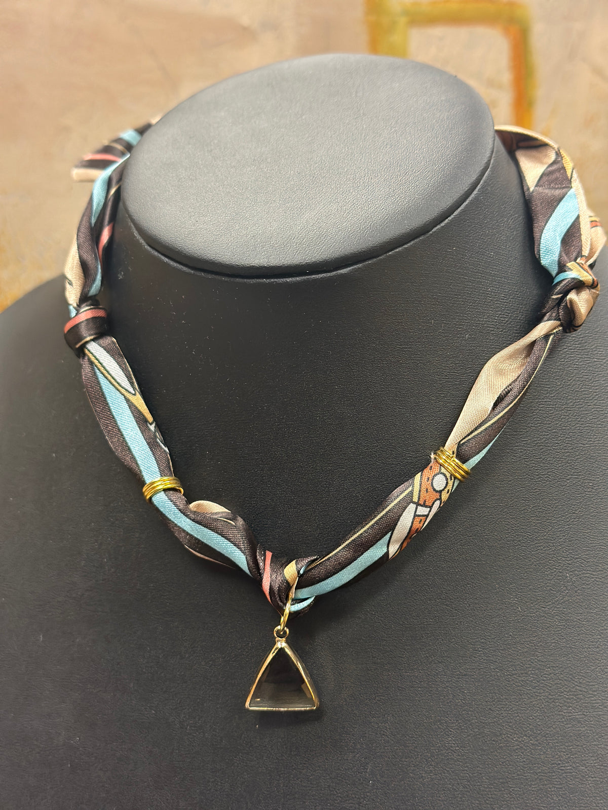 Scarf Necklace with Smoky Delta Charm
