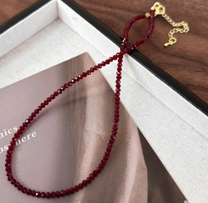 Burgundy Beaded Necklace (FW)