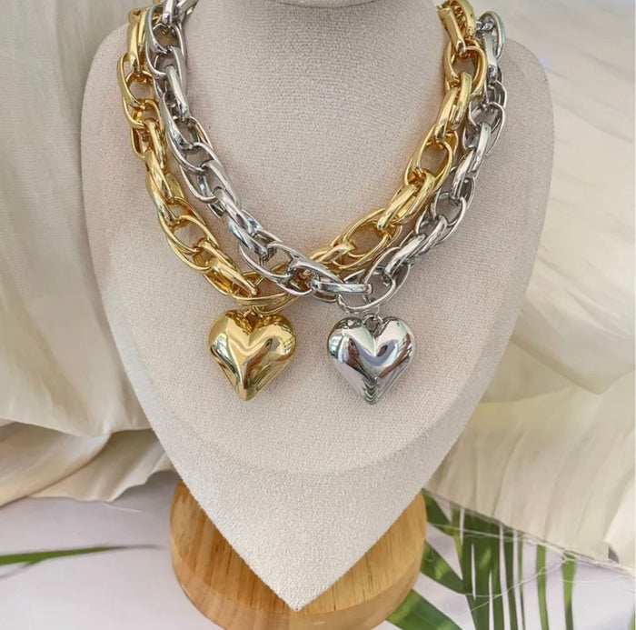 Chunky Chain Gold Heart Necklace