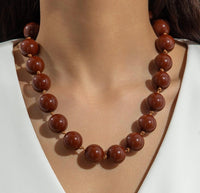 Muted Color Big Bead Necklace