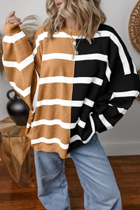 *WEBSITE EXCLUSIVE* Hannah Stripe Exposed Seam Loose Sweatshirts