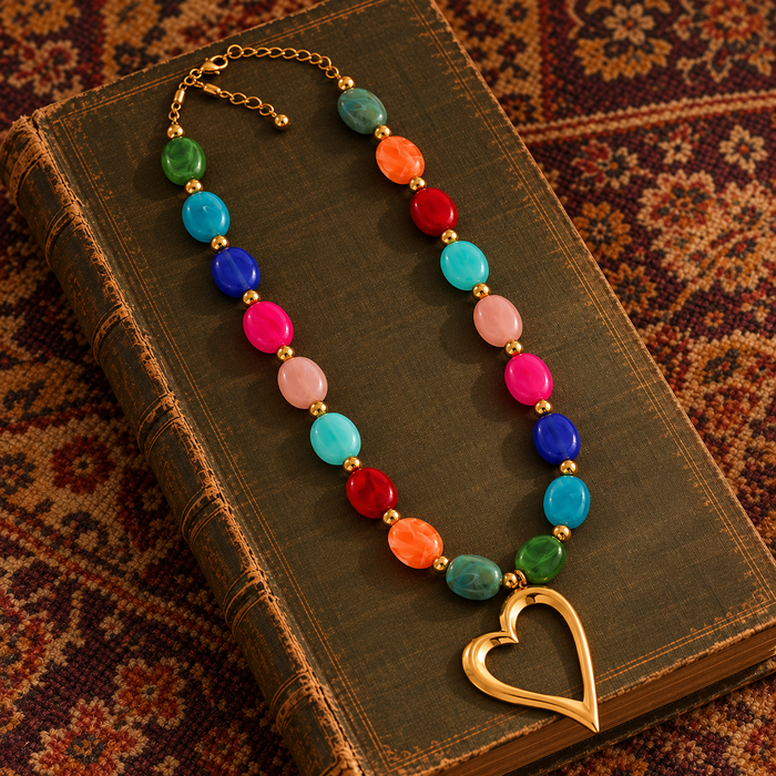 Multicolor Open Heart Necklace