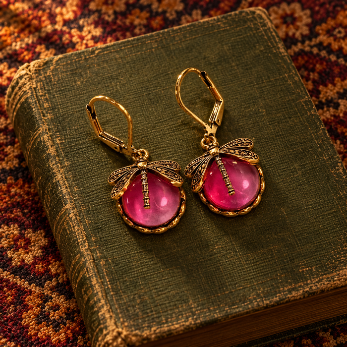 Pink Dragonfly Earrings