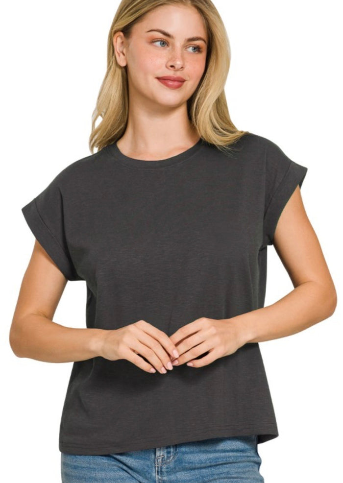 Black Cuff Sleeve Tee