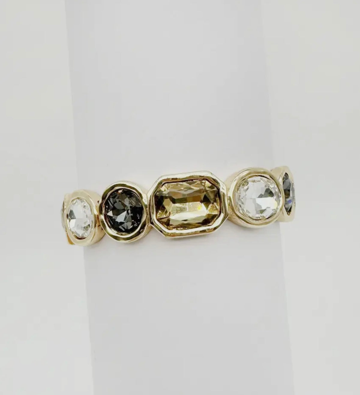 Champagne, Clear, & Grey Stretch Bracelet