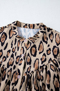 *Website Exclusive*  Leopard Print Balloon Sleeve Loose Blouse