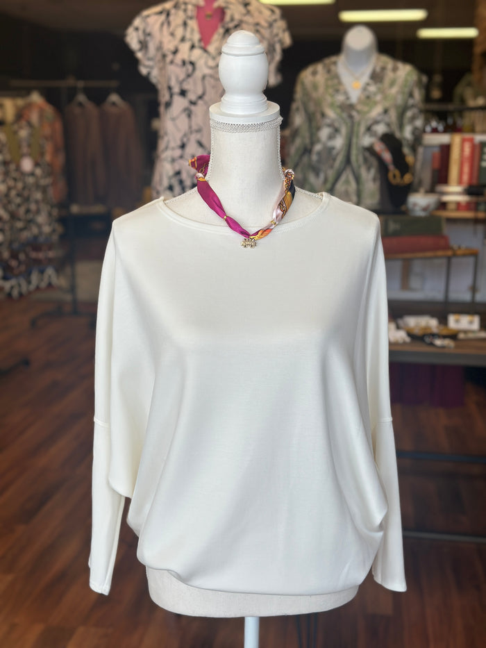 Off White Boatneck Dolman Blouse