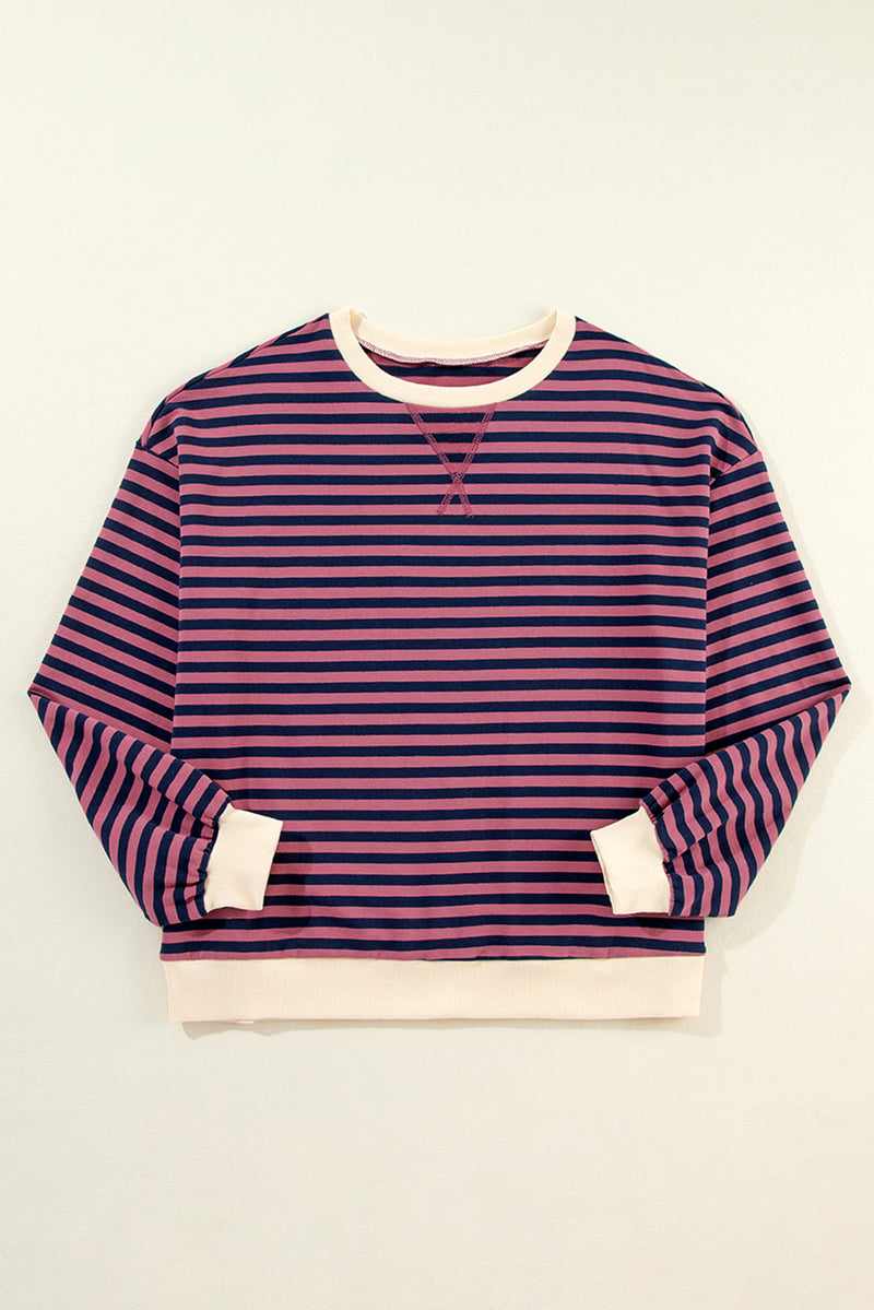 *WEBSITE EXCLUSIVE* Stripe Contrast Edge Oversized Pullover