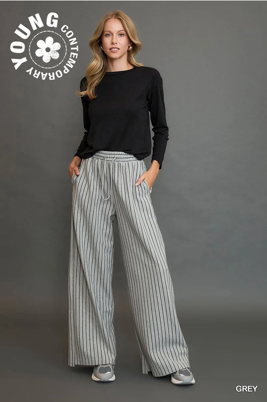 Grey Striped Pants