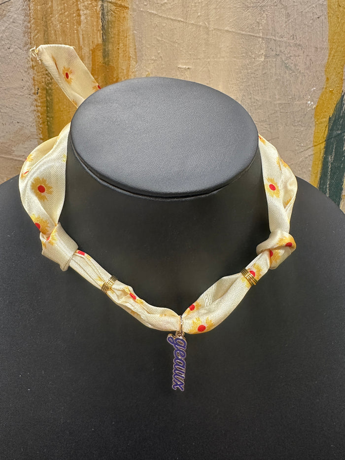 Light Yellow Scarf Necklace LSU Geaux Charm