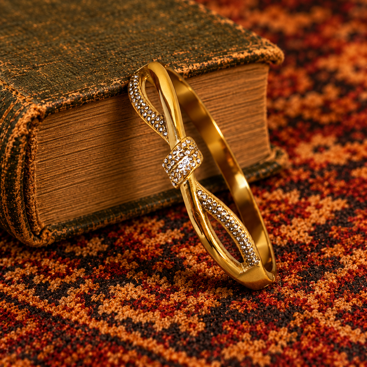 Gold Bow Bangle Bracelet