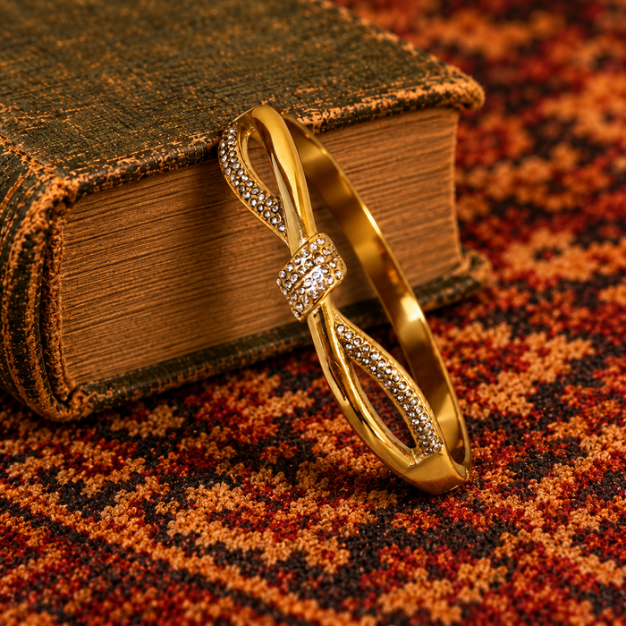 Gold Bow Bangle Bracelet