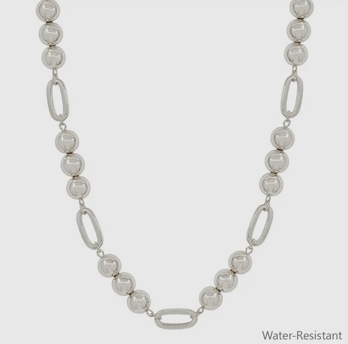 Silver Beaded and Open Bead Silver Necklace