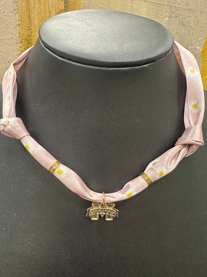 Pink Scarf Necklace Mississippi State Charm
