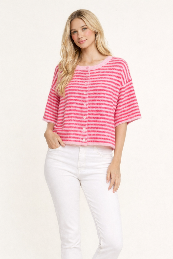 Pink Striped Spring Sweater