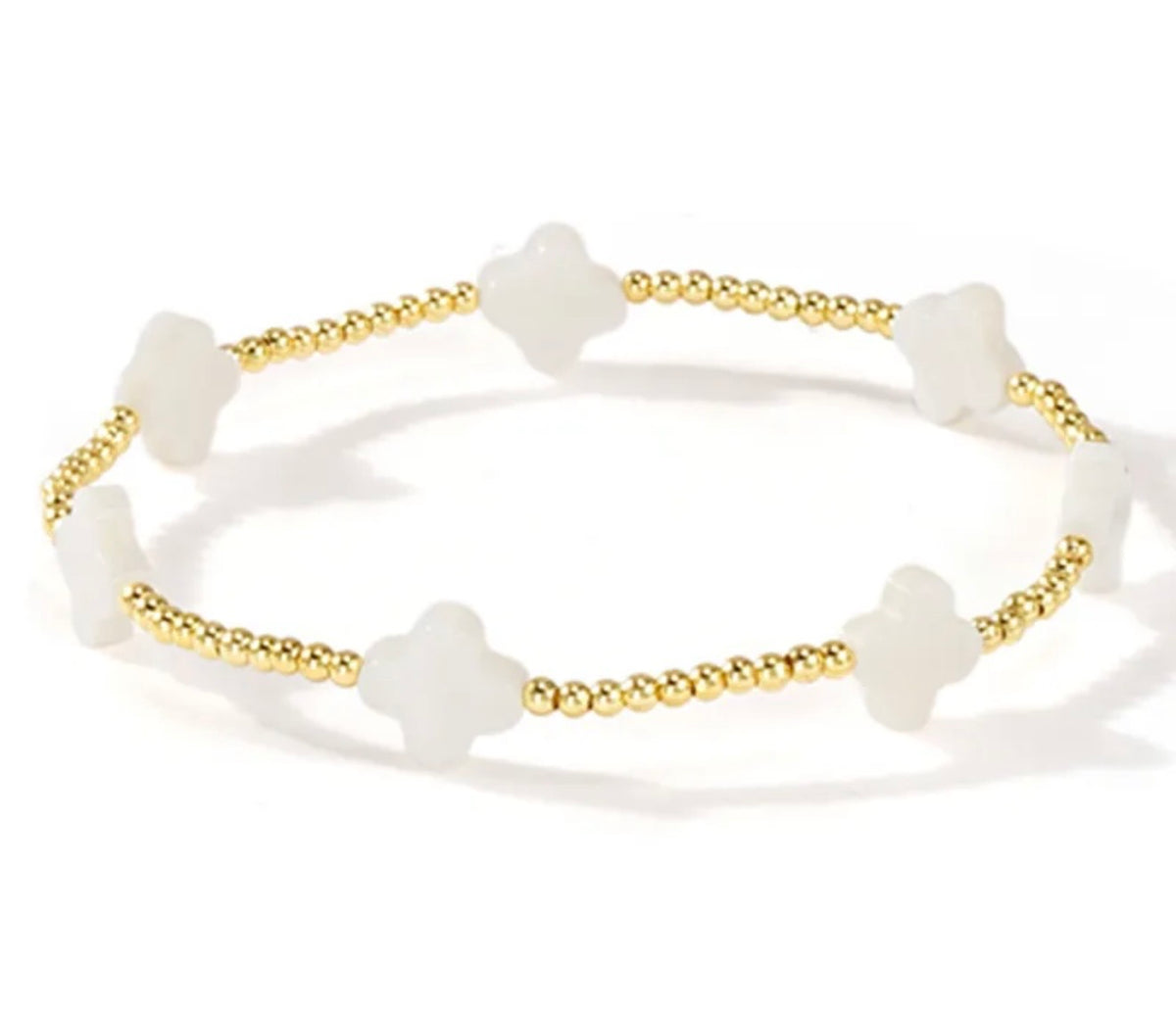 White Flower Bead Bracelet (FW)