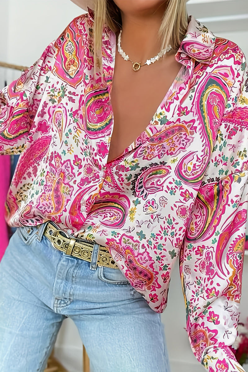 *WEBSITE EXCLUSIVE* Pink Floral Paisley Print Boho Shirt