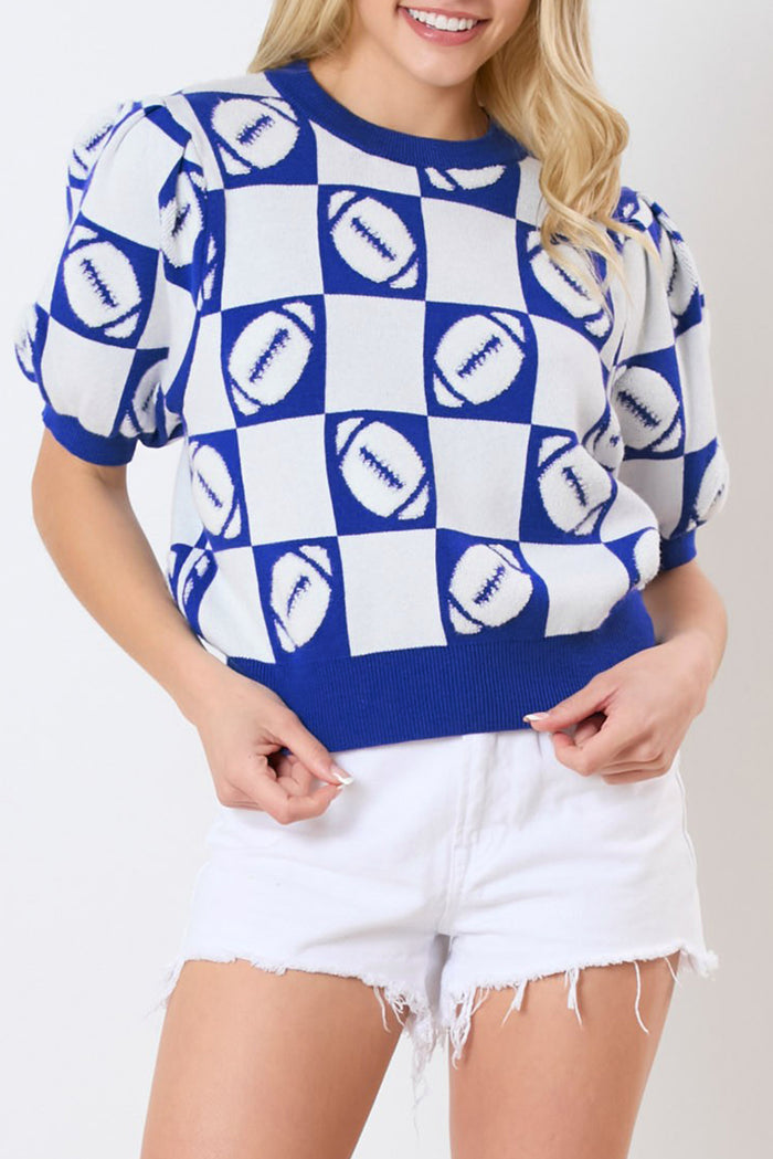 *WEBSITE EXCLUSIVE* Erin Football Check Color Block Top