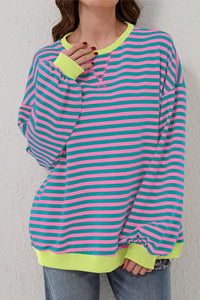 *WEBSITE EXCLUSIVE* Stripe Contrast Edge Oversized Pullover