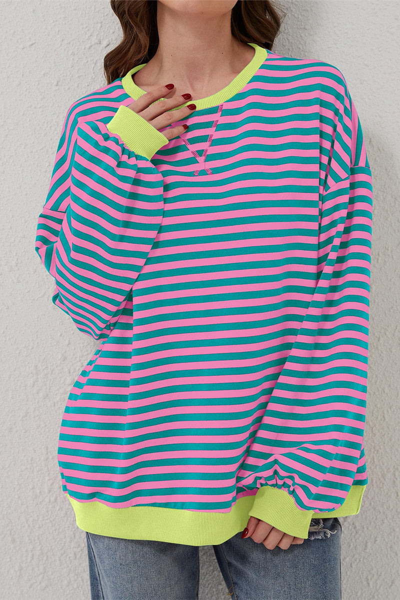 *WEBSITE EXCLUSIVE* Stripe Contrast Edge Oversized Pullover