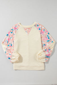 *WEBSITE EXCLUSIVE* Piper Rib Floral Patchwork Balloon Sleeve Top