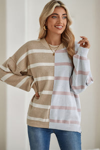 *WEBSITE EXCLUSIVE* Hannah Stripe Exposed Seam Loose Sweatshirts