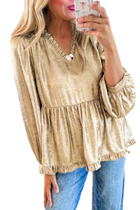 *WEBSITE EXCLUSIVE* Kate Gold Metallic Babydoll Blouse