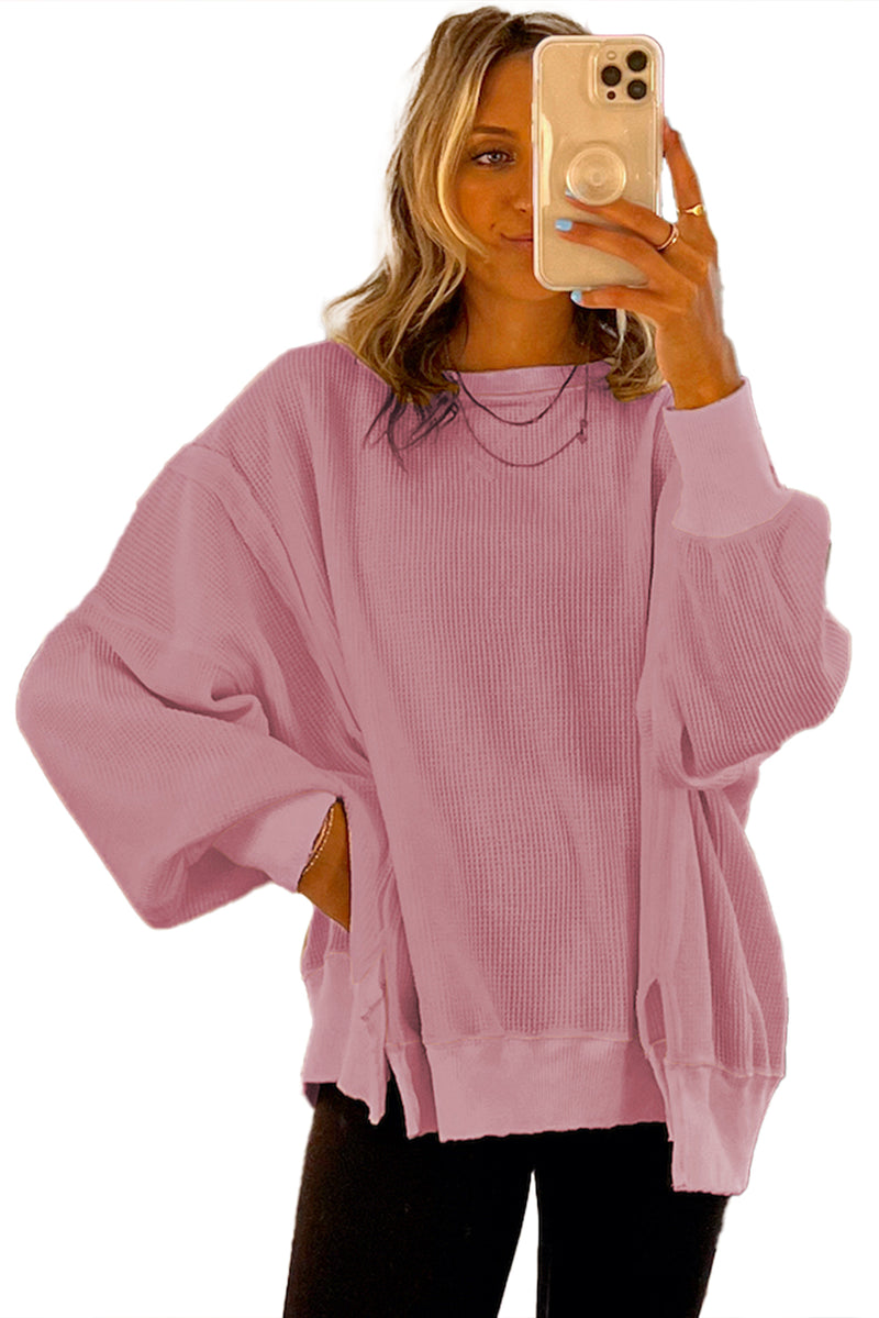 *WEBSITE EXCLUSIVE* Knit Bishop Sleeve Oversized Sweatshirt