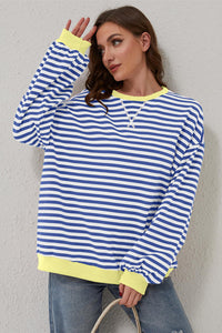 *WEBSITE EXCLUSIVE* Stripe Contrast Edge Oversized Pullover