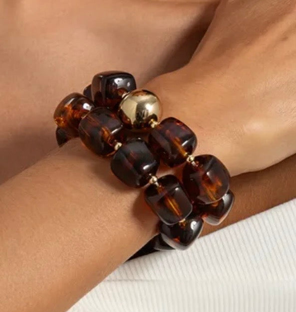 Amber & Gold Bead Bracelet
