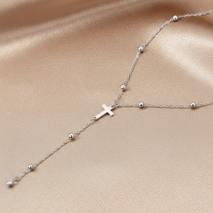 Silver Cross Y Necklace