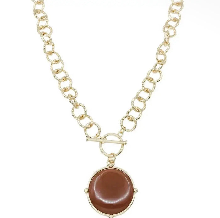 Brown Circle Stone Necklace
